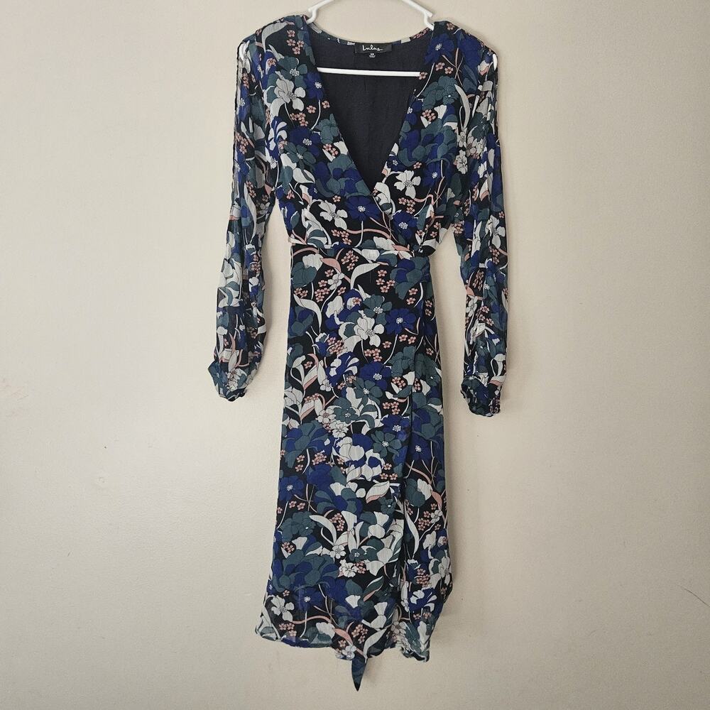 Lulus Floral Midi Wrap Dress Women's Size XS